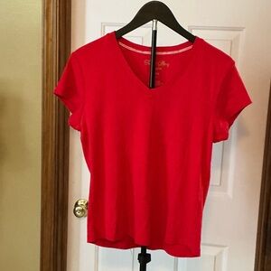 Faded Glory Red V-Neck Short Sleeve Tee